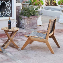 Load image into Gallery viewer, Silla de exterior tejida con teca